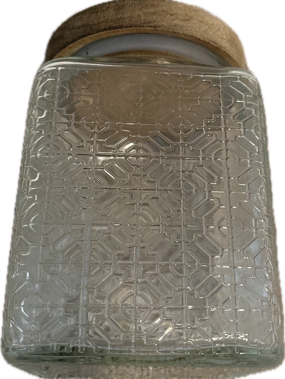 Decorative Glass Farmhouse Storage Jar Canister with Wooden Lid - Clear & Brown